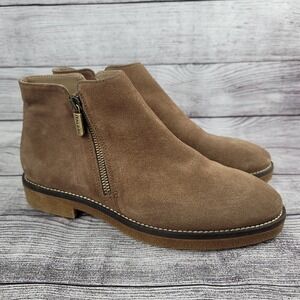 Italeau Foliana Tan Brown Suede Zip Ankle Boots Italy Women's 38 US 7.5